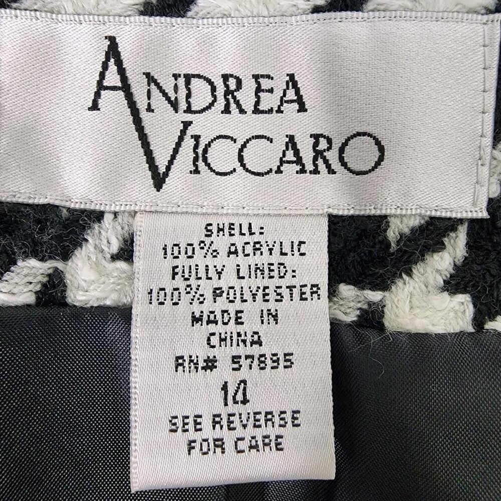Andrea Viccaro Jacket Womens Size 14 Houndstooth Moto Zip Black White Fringe - Picture 9 of 11